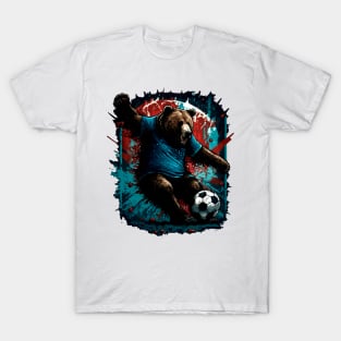 Grizzly Bear Sports Player Soccer Futball Football - Graphiti Art Graphic Trendy Holiday Gift T-Shirt